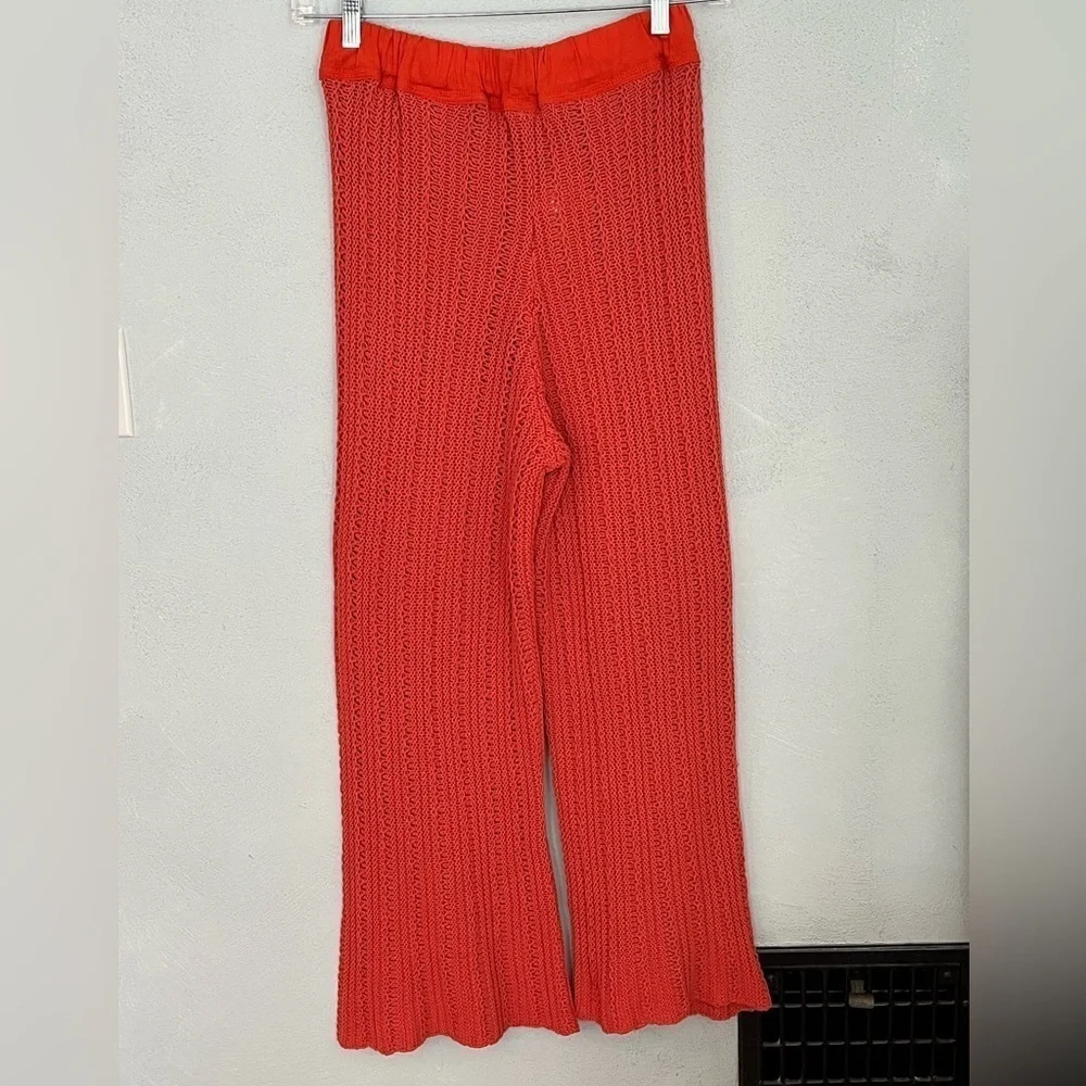 NWT Free People Beach Day Sweater Pants Boho Comfy Cotton Size M Terra Cotta